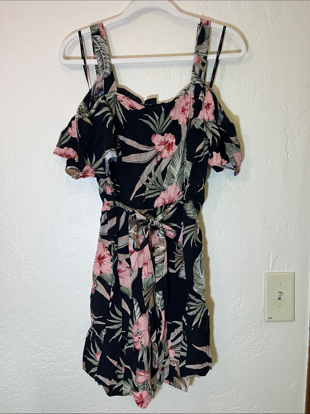 City Chic Black Mini Dress with Pink Floral Print